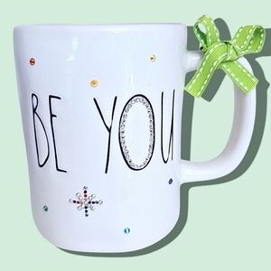 Handmade Rae Dunn "BE YOU" Gift Mug with Crystals and Bow